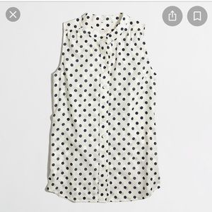 J Crew Factory dot cream sleeveless blouse - 6